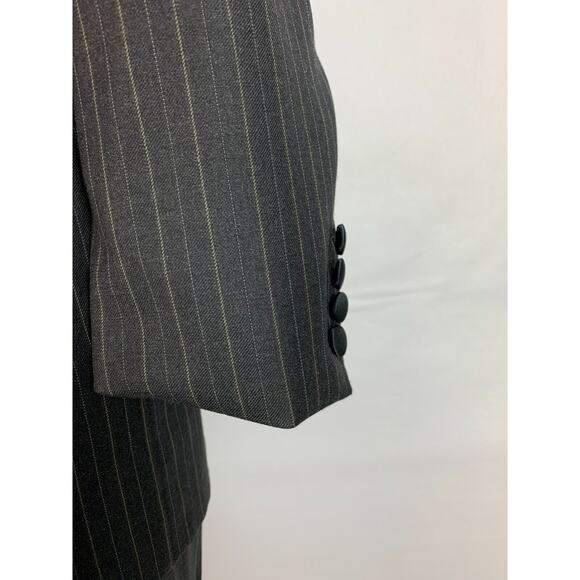 $15K MENS 40R ERMENEGILDO ZEGNA HAND MADE Pinstripe Charcoal BLACK TUXEDO SUIT - Picture 5 of 12